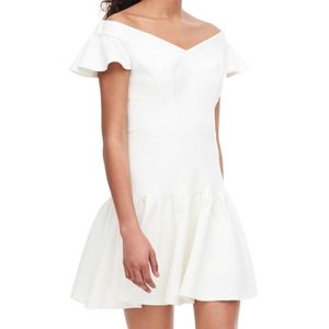 Rebecca Taylor Stretch Texture Off Shoulder Sheath Dress . Ivory. Size 4.